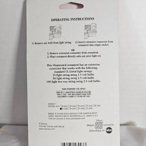 Santa's Best Disney Mickey Mouse With Trumpet Easy Illuminated Ornament - Picture 4 of 10